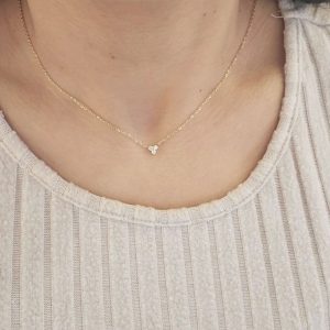 Κολιέ Απο Ανοξείδωτο Ατσάλι Με Λεπτή Αλυσίδα Και Πέτρες Ζιργκον - ΧρυσόA3728A