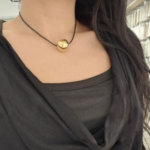 Ατσάλινο Κολιέ Με Σχοινάκι Και Κρεμαστό Στοιχείο - ΧρυσόA3732A