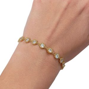 Βραχιόλι με κυκλικά στοιχεία και λευκές πέτρες - ΧρυσόA3792A