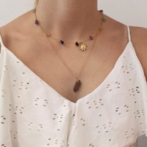 Κολιέ Ήλιος & Χάντρες - Ασημί Χρωματιστό9b5cccda2e7d