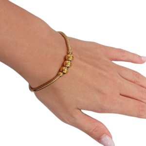 Βραχιόλι με τρεις μεταλλικές μπίλιες Gold/Silver - ΧρυσόA3801a