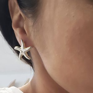 Σκουλαρίκια Ατσάλινα Καρφωτά Με Αστερίες - ΧρυσόΑ3821Α