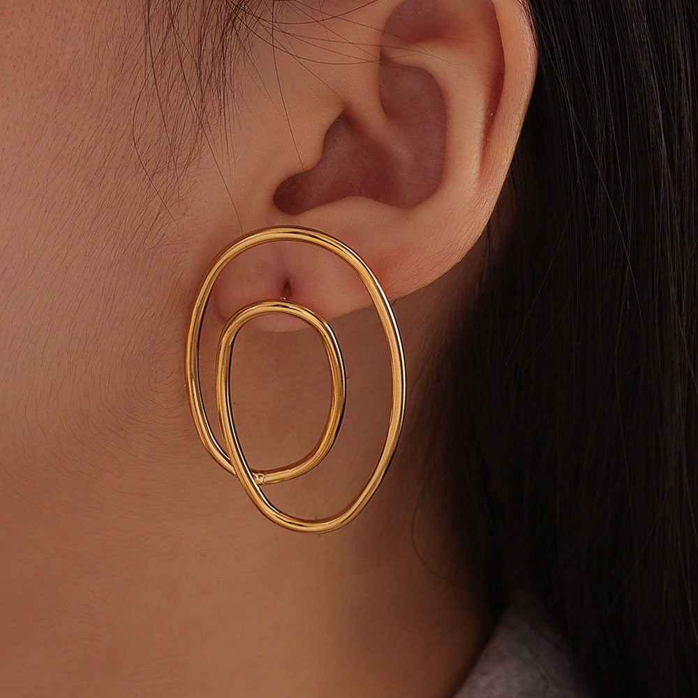 Σκουλαρίκια Διπλό Οβάλ Ατσάλι Χρυσό Σκουλαρίκια Διπλό Οβάλ Ατσάλι ΧρυσόA3827A