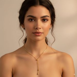 Ατσάλινο κολιέ με ρυθμιζόμενες σταγόνες - ΧρυσόA3885