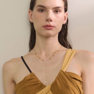 Ατσάλινο μακρύ κολιέ με charms και πέρλες - ΧρυσόA3900