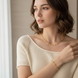 Ατσάλινο κολιέ με οβάλ κρίκουςA3913