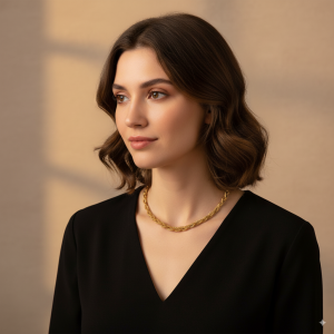 Ατσάλινο κολιέ με πλεγμένη αλυσίδα - ΧρυσόA3920