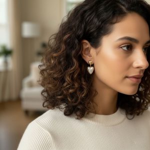 Ατσάλινα Σκουλαρίκια Καρδιά με Πέτρες - ΧρυσόA3938A