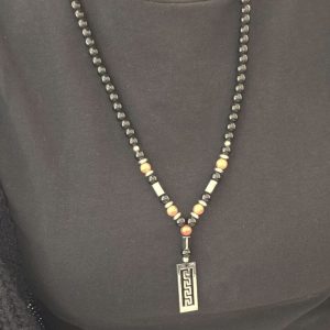 Σετ Κολιέ Και Βραχιόλι Με Χάνδρες Και Κρεμαστό Σχέδιο ''Μαίανδρος - ΧρυσόA40002