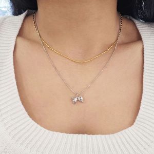 Αλυσίδα Διπλή Χρυσό Ασημι Με Κρεμαστό ΦιογκάκιA41002-2