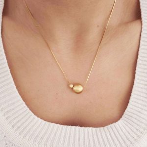 Ατσάλινο Κολιέ Με Μπίλια Στο Κέντρο - ΑσημίA41013B