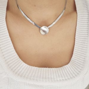 Ατσάλινη Αλυσίδα Πλακέ Φίδι Με Στοιχείο - ΑσημίA41018B