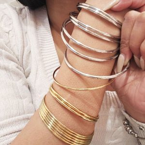 Βραχιόλι Οβάλ Βέργα Σταθερό 7 Τεμάχια 3mm - ΧρυσόA41027A