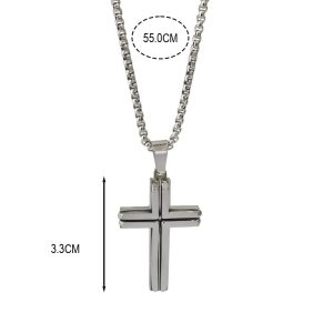 Ατσάλινο Κολιέ Σταυρός - ΧρυσόA45004B1