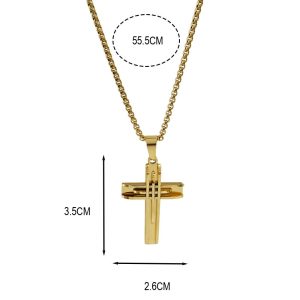 Ατσάλινο Κολιέ Σταυρός - ΧρυσόA45005A
