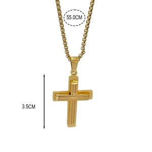 Ατσάλινο Κολιέ Σταυρός - ΧρυσόA45007A
