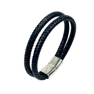 Ατσάλινο Δερμάτινο Βραχιόλι 21εκ. - ΚαφέA4516