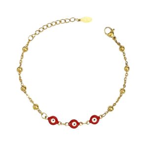 Ατσάλινο Βραχιόλι Με Ματάκια - ΠράσινοA4554