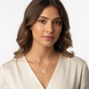 Κολιέ Τετράγωνο Ατσάλι Miyuki με Μαργαριτάρι - ΓαλάζιοA49035