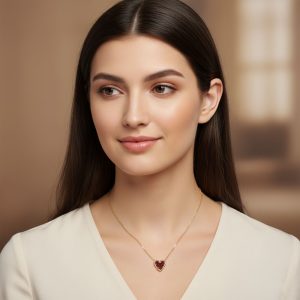 Κολιέ Καρδιά Miyuki σε Χρυσό και Ριγέ Χρώματα - ΤιρκουάζA49038-2