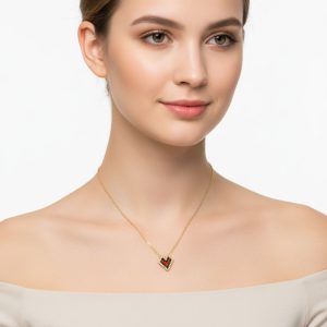 Κολιέ Καρδιά Miyuki Ατσάλι με Τριπλό Χρώμα - ΤιρκουάζA49039