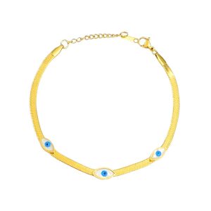 Ατσάλινο Βραχιόλι Με Ματάκια - ΑσημίA5116B