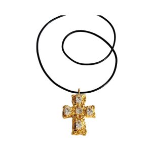 Ατσάλινο Κολιέ Σταυρός - ΑσημίA5516B