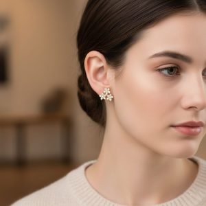 Σκουλαρίκια Λουλουδάκια με Στρας  Σετ 12 τεμαχίωνA57006