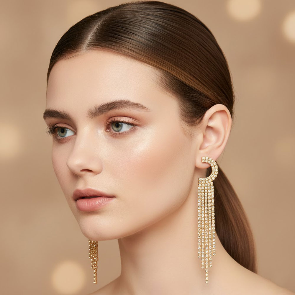 Σκουλαρίκια Μακριά Στρας Καμπύλη Σετ 12 Τεμαχίων Σκουλαρίκια Μακριά Στρας Καμπύλη Σετ 12 ΤεμαχίωνA57008