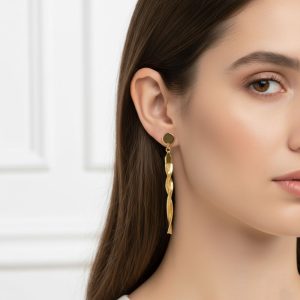 Σκουλαρίκια Ατσάλι Κρεμαστά Με Στριφτή Αλυσίδα A6048A6048