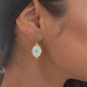 Ατσάλινα Σκουλαρίκια Κρεμαστά Σε Σχήμα Οβάλ Με ΜατάκιA6061