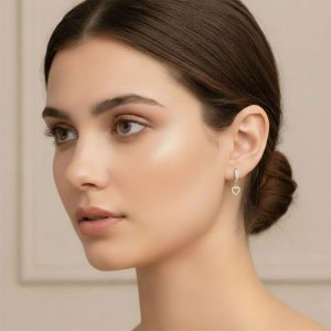 Σκουλαρίκια Ατσάλι Μικρή Καρδιά με Πέτρες Χρυσό ΧρώμαA63009