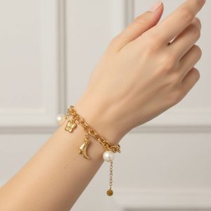 Βραχιόλι Ατσάλι με Πέρλες και ΣτοιχείαA63018