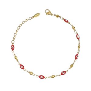 Ατσάλινο Βραχιόλι Με Ματάκια - ΜπλεA6774