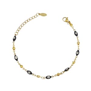 Ατσάλινο Βραχιόλι Με Ματάκια - ΚόκκινοA6774