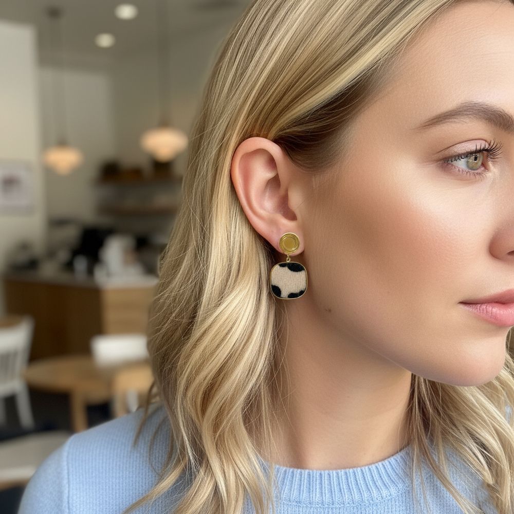 Ατσάλινα Σκουλαρίκια με Animal Print A69002 Ατσάλινα Σκουλαρίκια με Animal Print A69002A69002