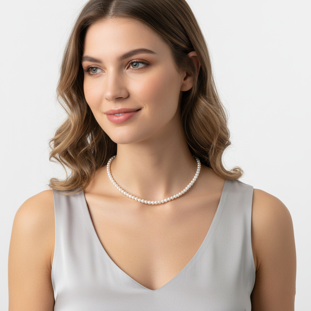 Κολιέ Πέρλες Ατσάλι 4mm A7052 Κολιέ Πέρλες Ατσάλι 4mm A7052A7052