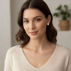 Σκουλαρίκια Ατσάλι Μπίλια Διπλής Όψης ΧρυσόA756A