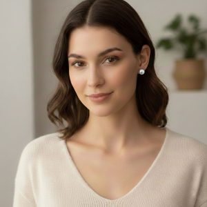 Σκουλαρίκια Ατσάλι Μπίλια Διπλής Όψης ΑσημίA756B