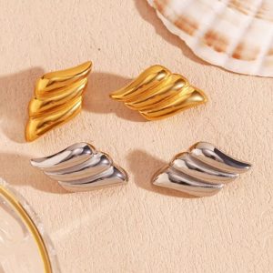 Σκουλαρίκια Ατσάλινα Καρφωτά Κυματιστά - ΧρυσόA768A