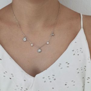 Ατσάλινο Κολιέ με Περλίτσες