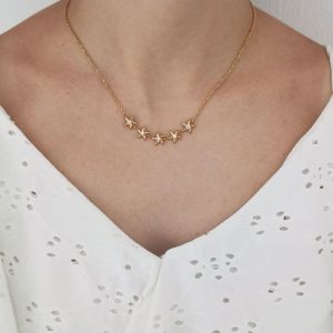 Ατσάλινο Κολιέ με Αστερίες & Στρας - Χρυσό2717c7f086e6