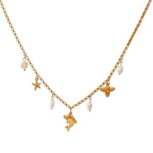 Ατσάλινο Κολιέ με Πέρλες