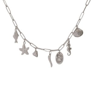 Ιππόκαμπο & Πέρλα / Stainless Steel Necklace with Shells