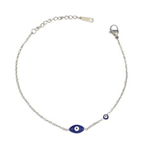 Ατσάλινο Βραχιόλι Με Ματάκια Μπλε - ΧρυσόA9014