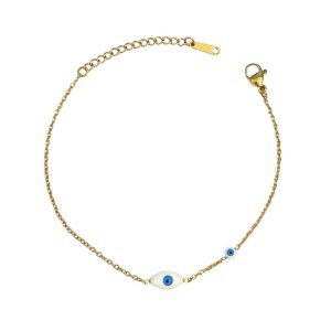 Ατσάλινο Βραχιόλι Με Ματάκι Μεγάλο Μικρό - ΑσημίA9015B