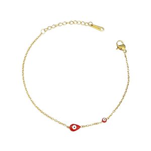 Ατσάλινο Βραχιόλι Με Ματάκι Κόκκινο - ΑσημίA9020B