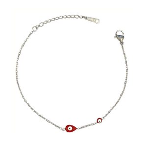 Ατσάλινο Βραχιόλι Με Ματάκι Κόκκινο - ΧρυσόA9020