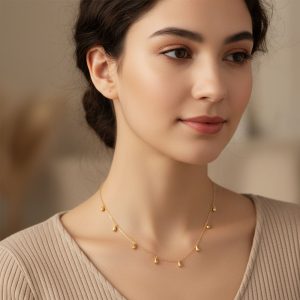 Κολιέ Ατσάλι με Κρεμαστές Σταγόνες - ΧρυσόB3011A