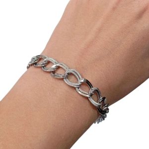 Ασημί Βραχιόλι με Εναλλασσόμενους ΚρίκουςB3057